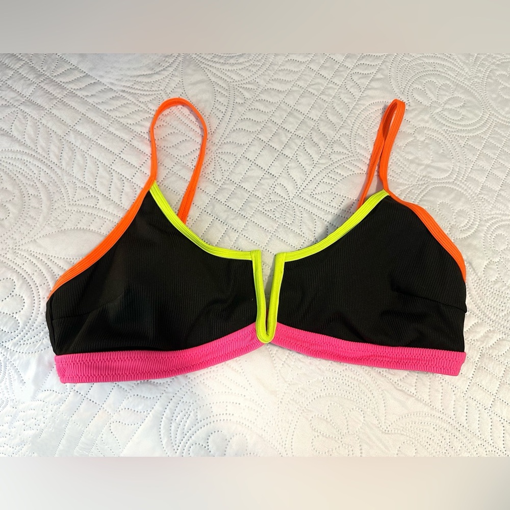 Popvil Color Contrast Patchwork Bikini Top